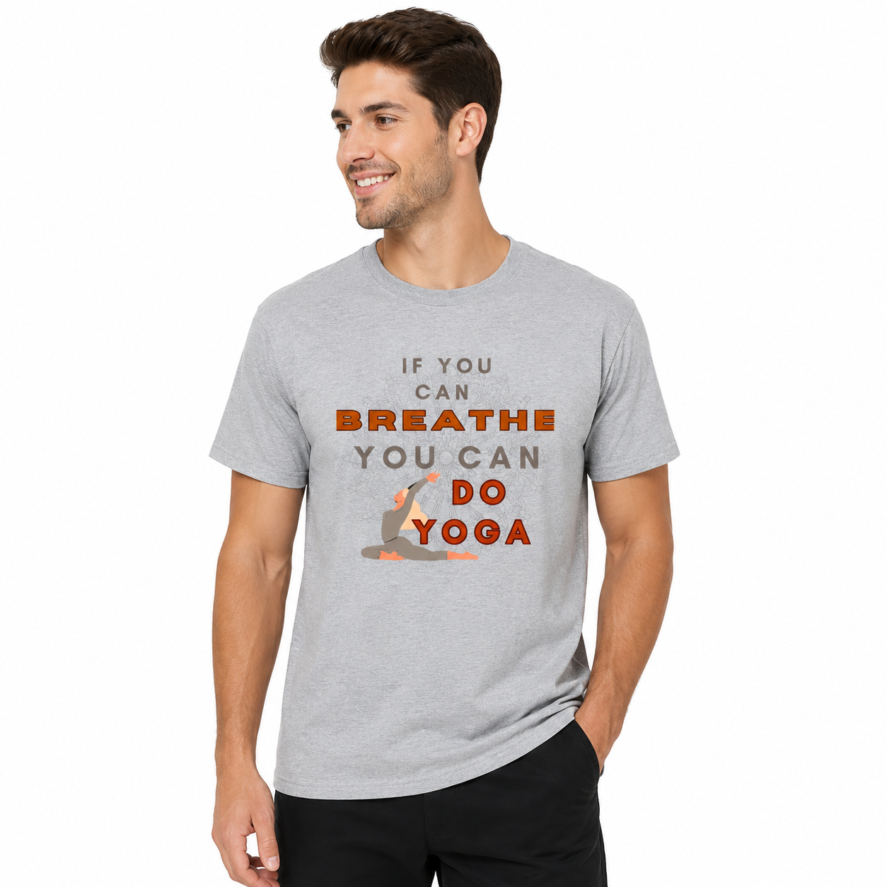 NAYAAH Premium (Grey Melange) Poly-Cotton 180 GSM Unisex T-Shirt – Soft Minimal Everyday Graphic Wear - Do Yoga