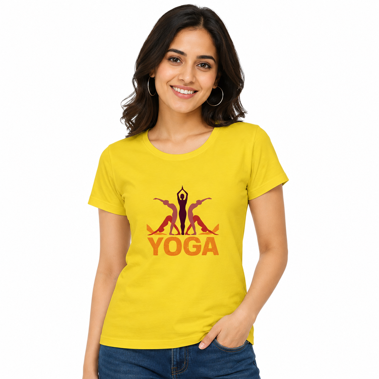 NAYAAH Premium Women's Classic 100% Cotton 180 GSM Regular Fit T-Shirt – Soft Breathable Everyday Essential Wear - Yoga | NewYellow