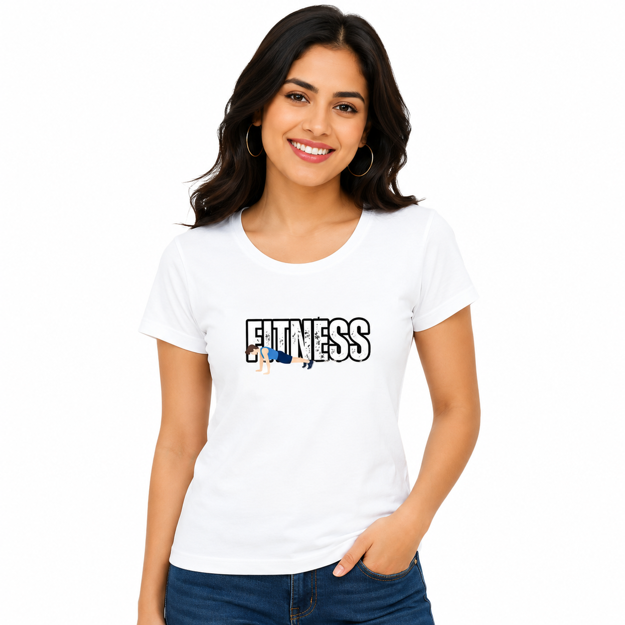NAYAAH Premium Women's Classic 100% Cotton 180 GSM Regular Fit T-Shirt – Soft Breathable Everyday Essential Wear - Fitness | White