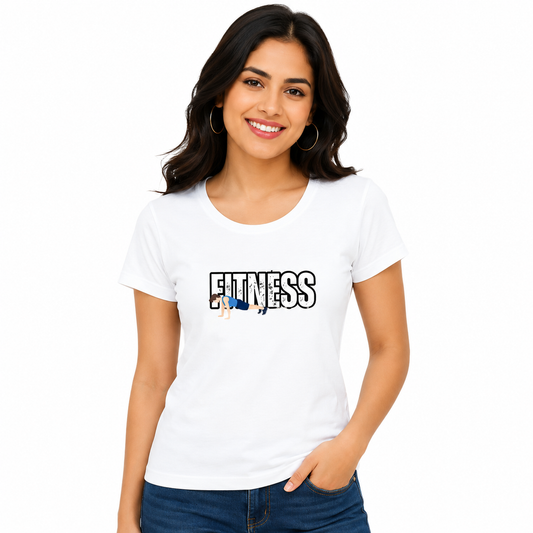 NAYAAH Premium Women's Classic 100% Cotton 180 GSM Regular Fit T-Shirt – Soft Breathable Everyday Essential Wear - Fitness | White