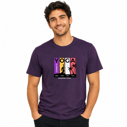 NAYAAH Premium Poly-Cotton 180 GSM Men/Unisex T-Shirt – Soft Minimal Everyday Essential Wear - Yoga | Purple Melenge