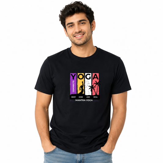 NAYAAH Premium Poly-Cotton 180 GSM Men/Unisex T-Shirt – Soft Minimal Everyday Essential Wear - Yoga | Navy Blue