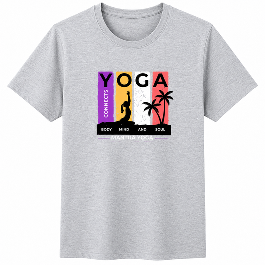 NAYAAH Premium Poly-Cotton 180 GSM Men/Unisex T-Shirt – Soft Minimal Everyday Essential Wear - Yoga | Grey Melenge