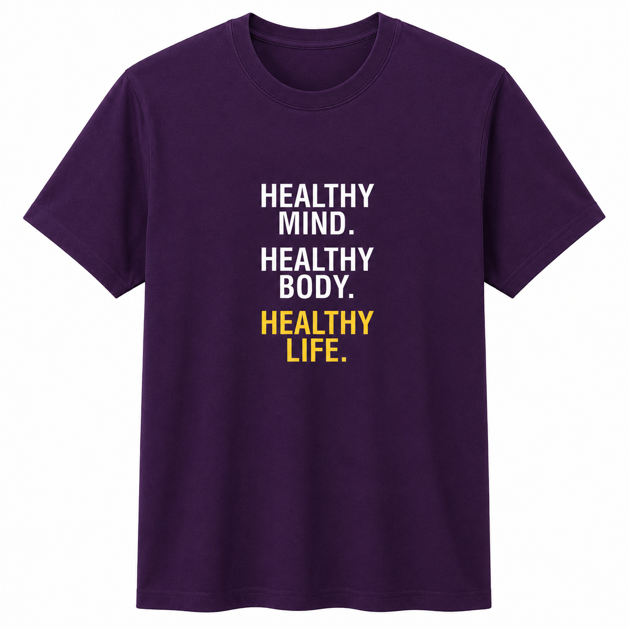 NAYAAH Premium Poly-Cotton 180 GSM Men/Unisex T-Shirt – Soft Minimal Everyday Essential Wear - Healthy Mind Healthy Body | Purple