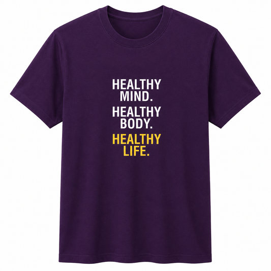 NAYAAH Premium Poly-Cotton 180 GSM Men/Unisex T-Shirt – Soft Minimal Everyday Essential Wear - Healthy Mind Healthy Body | Purple