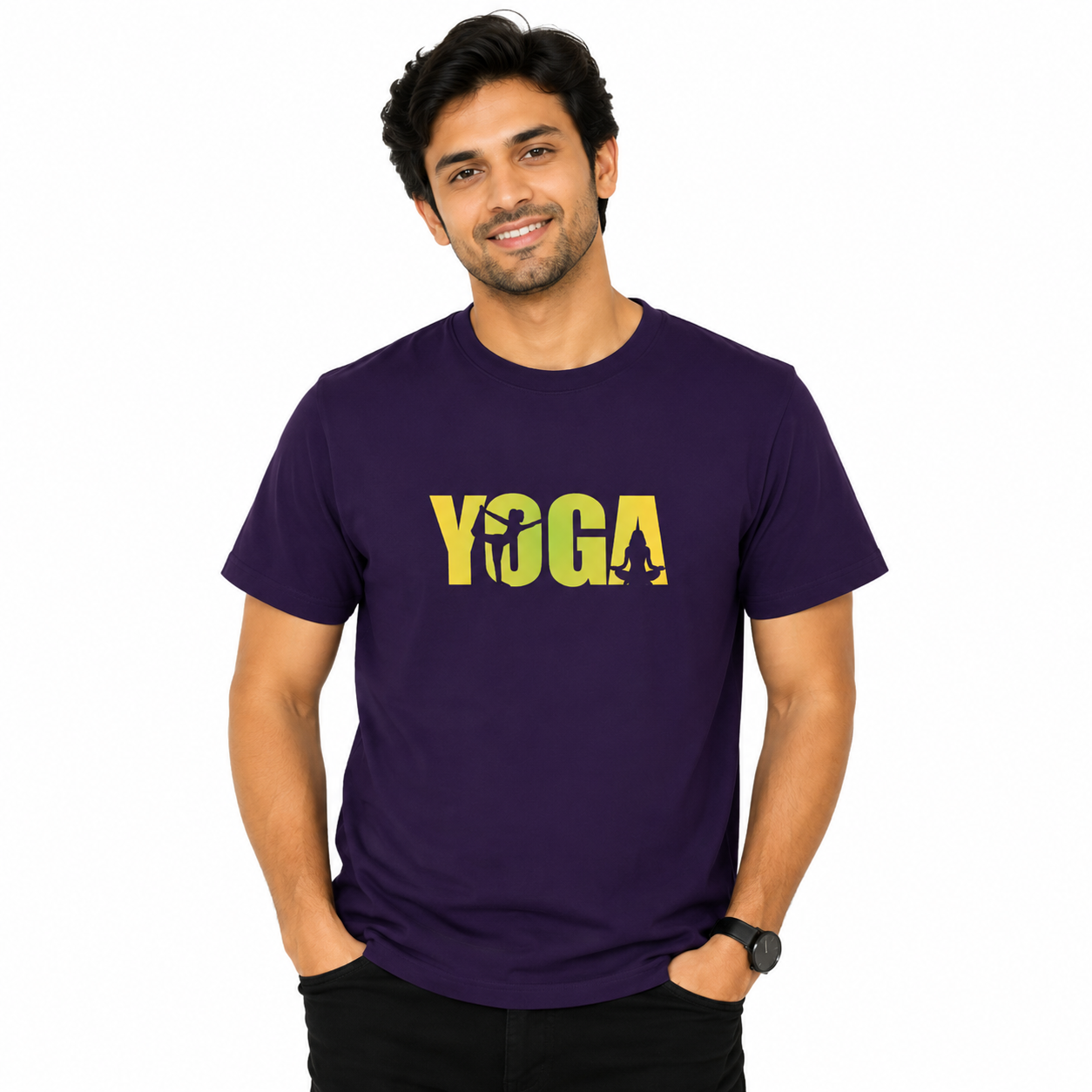 NAYAAH Premium Poly-Cotton 180 GSM Men/Unisex T-Shirt – Soft Minimal Everyday Essential Wear - Yoga | Purple