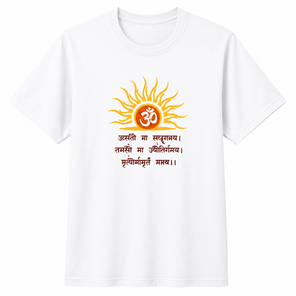 NAYAAH Premium Poly-Cotton 180 GSM Men/Unisex T-Shirt – Soft Minimal Everyday Essential Wear - Om | White