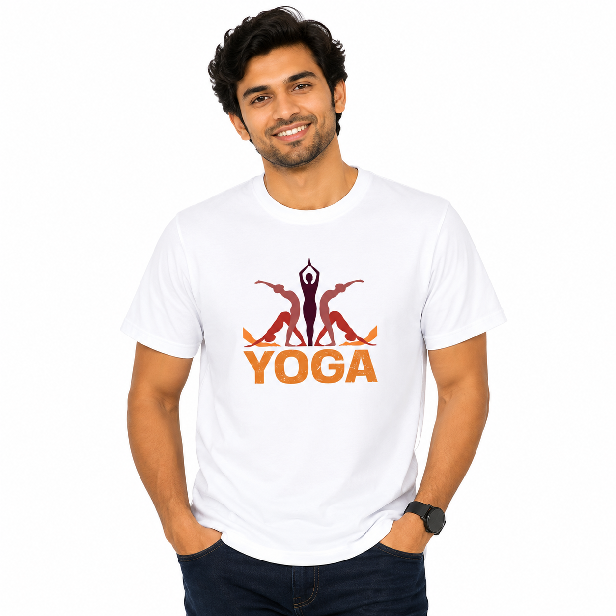 NAYAAH Premium Poly-Cotton 180 GSM Men/Unisex T-Shirt – Soft Minimal Everyday Essential Wear - Yoga | White