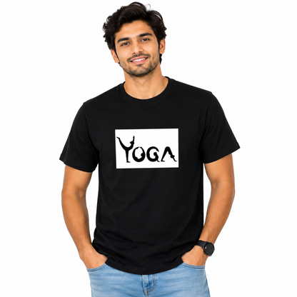 NAYAAH Premium Poly-Cotton 180 GSM Unisex T-Shirt – Soft Minimal Everyday Essential Wear - Yoga Posture | Black