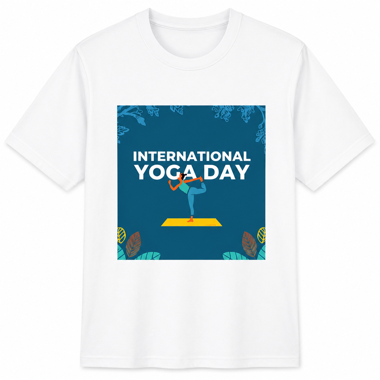 NAYAAH Premium Poly-Cotton 180 GSM Men/Unisex T-Shirt – Soft Minimal Everyday Essential Wear - Yoga Day | White