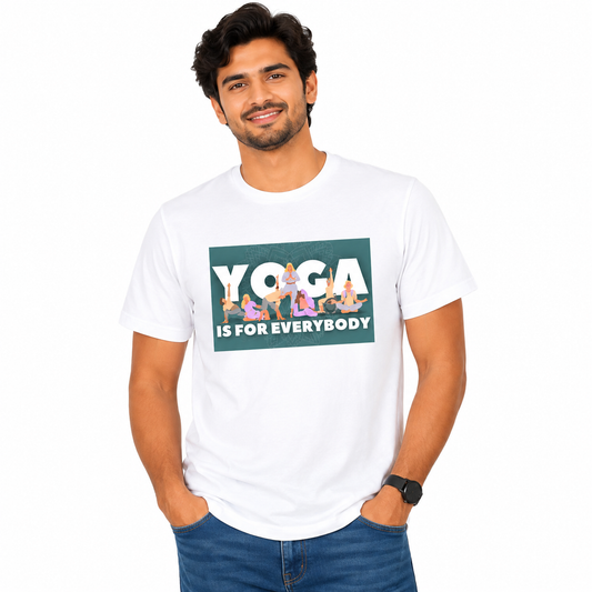 NAYAAH Premium Poly-Cotton 180 GSM Men/Unisex T-Shirt – Soft Minimal Everyday Essential Wear - Yoga for Everybody | White