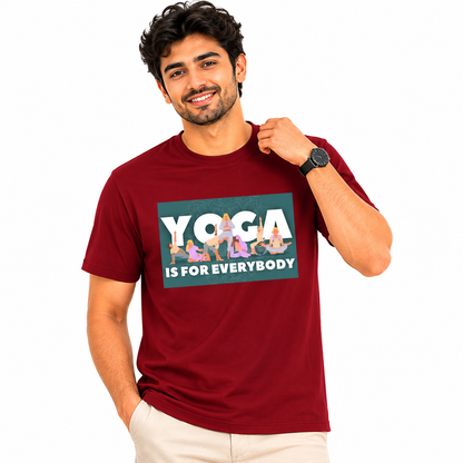 NAYAAH Premium Poly-Cotton 180 GSM Men/Unisex T-Shirt – Soft Minimal Everyday Essential Wear - Yoga for Everybody | Red