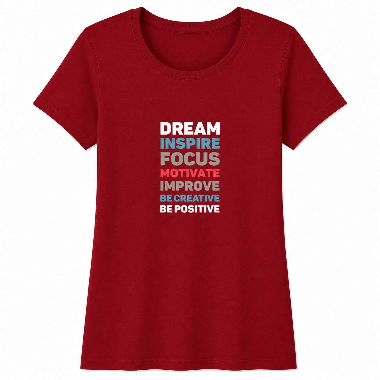 NAYAAH Premium Women's Classic 100% Cotton 180 GSM Regular Fit T-Shirt – Soft Breathable Everyday Essential Wear - Dream Inspire | Red