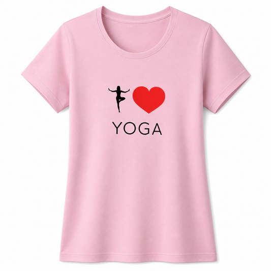 NAYAAH Premium Women's Classic 100% Cotton 180 GSM Regular Fit T-Shirt – Soft Breathable Everyday Essential Wear - I Love Yoga | Baby Pink