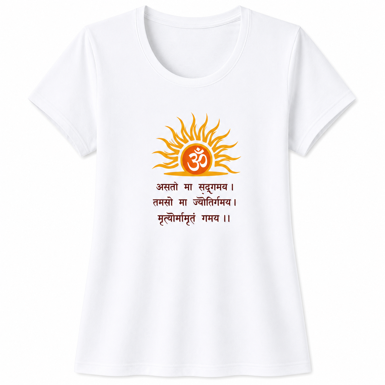 NAYAAH Premium Women's Classic 100% Cotton 180 GSM Regular Fit T-Shirt – Soft Breathable Everyday Essential Wear - Om | White