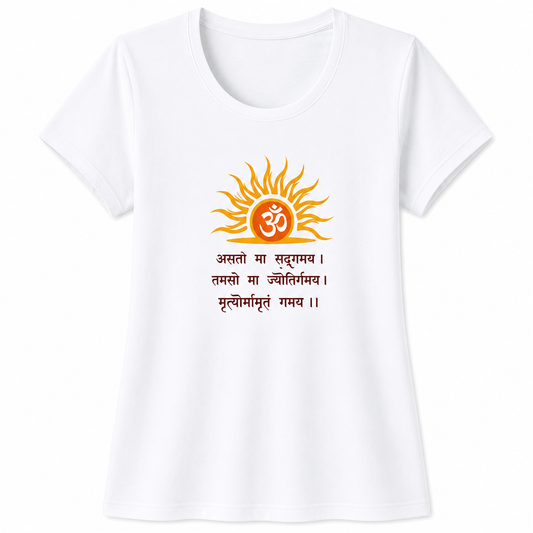 NAYAAH Premium Women's Classic 100% Cotton 180 GSM Regular Fit T-Shirt – Soft Breathable Everyday Essential Wear - Om | White