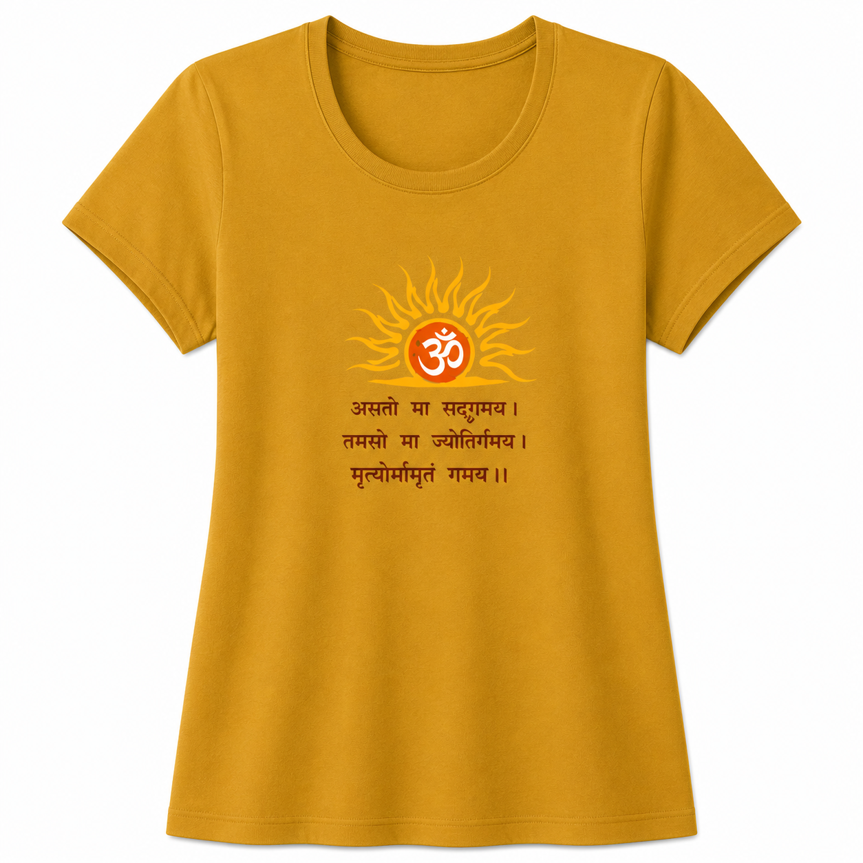NAYAAH Premium Women's Classic 100% Cotton 180 GSM Regular Fit T-Shirt – Soft Breathable Everyday Essential Wear - Om | Mustard Yellow