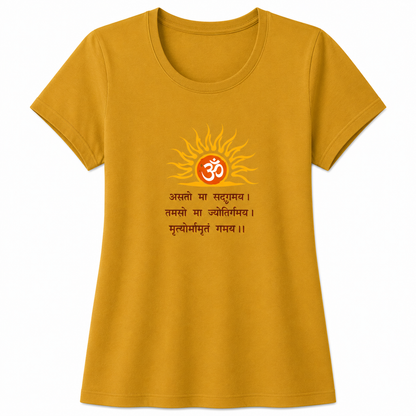 NAYAAH Premium Women's Classic 100% Cotton 180 GSM Regular Fit T-Shirt – Soft Breathable Everyday Essential Wear - Om | Mustard Yellow