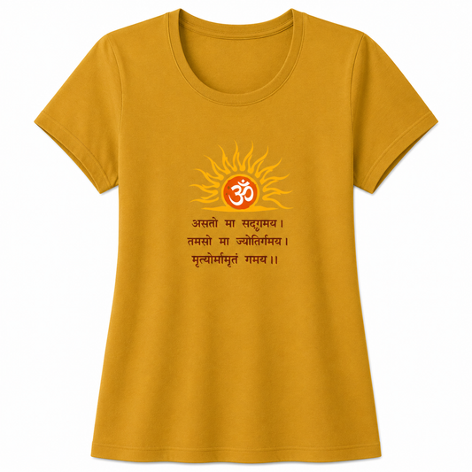 NAYAAH Premium Women's Classic 100% Cotton 180 GSM Regular Fit T-Shirt – Soft Breathable Everyday Essential Wear - Om | Mustard Yellow