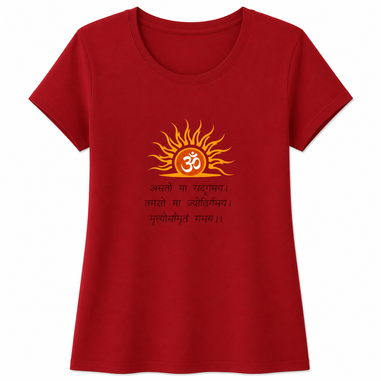 NAYAAH Premium Women's Classic 100% Cotton 180 GSM Regular Fit T-Shirt – Soft Breathable Everyday Essential Wear - Om | Red