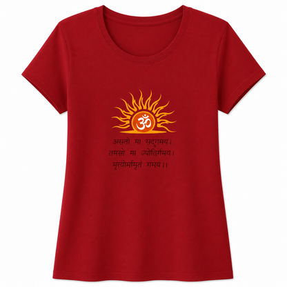 NAYAAH Premium Women's Classic 100% Cotton 180 GSM Regular Fit T-Shirt – Soft Breathable Everyday Essential Wear - Om | Red