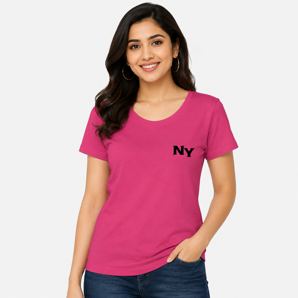 NAYAAH Premium Women's Classic 100% Cotton 180 GSM Regular Fit T-Shirt – Soft Breathable Everyday Essential Wear - Pink