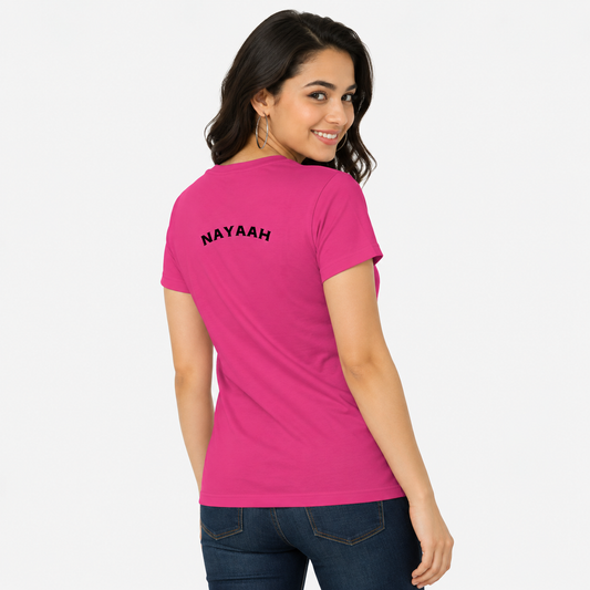 NAYAAH Premium Women's Classic 100% Cotton 180 GSM Regular Fit T-Shirt – Soft Breathable Everyday Essential Wear - Pink