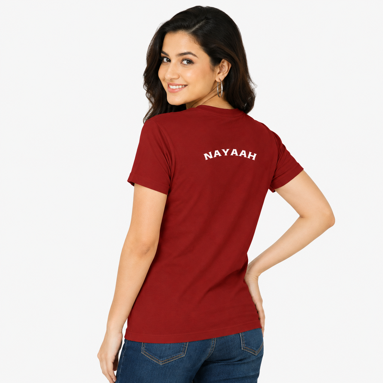 NAYAAH Premium Women's Classic 100% Cotton 180 GSM Regular Fit T-Shirt – Soft Breathable Everyday Essential Wear - Red