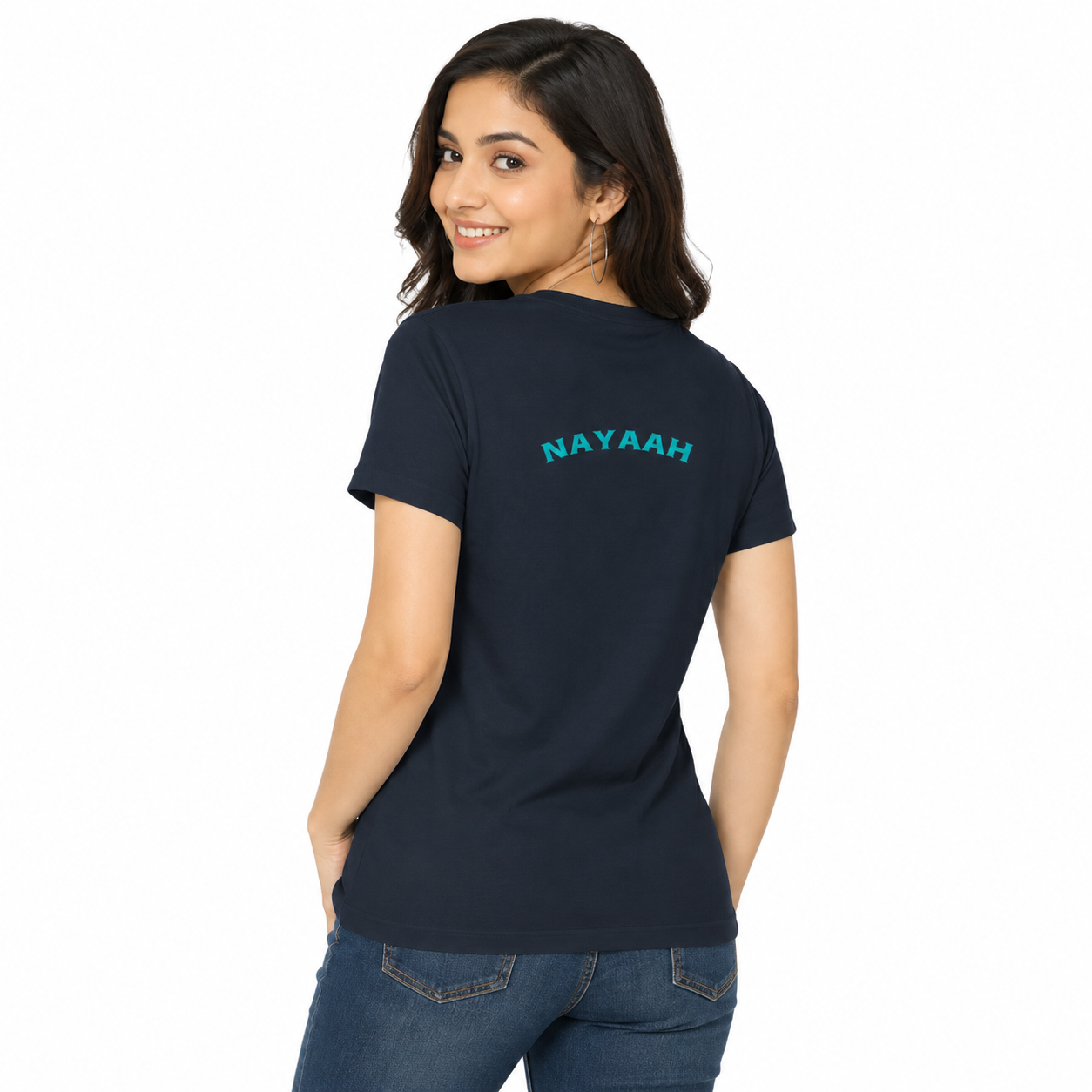 NAYAAH Premium Women's Classic 100% Cotton 180 GSM Regular Fit T-Shirt – Soft Breathable Everyday Essential Wear - NanyBlue