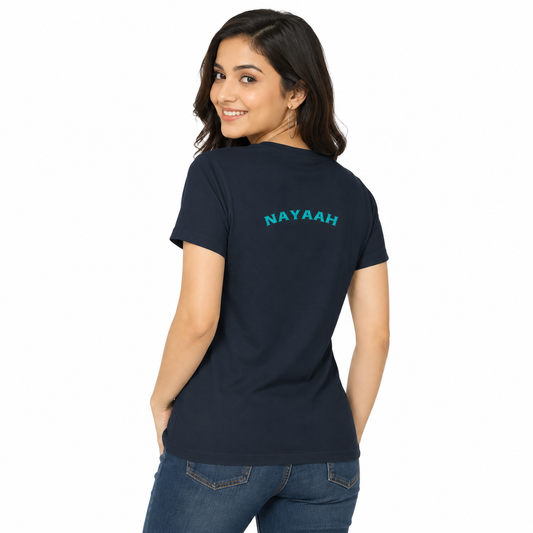 NAYAAH Premium Women's Classic 100% Cotton 180 GSM Regular Fit T-Shirt – Soft Breathable Everyday Essential Wear - NanyBlue