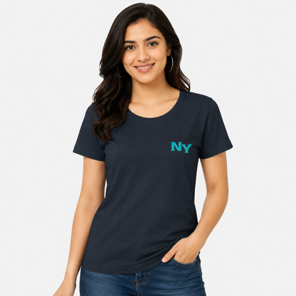NAYAAH Premium Women's Classic 100% Cotton 180 GSM Regular Fit T-Shirt – Soft Breathable Everyday Essential Wear - NanyBlue