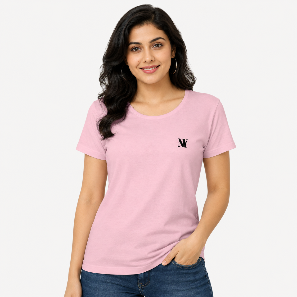 NAYAAH Premium Women's Classic 100% Cotton 180 GSM Regular Fit T-Shirt – Soft Breathable Everyday Essential Wear - Baby Pink