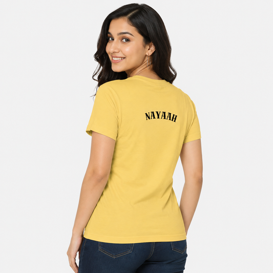 NAYAAH Premium Women's Classic 100% Cotton 180 GSM Regular Fit T-Shirt – Soft Breathable Everyday Essential Wear - Yellow