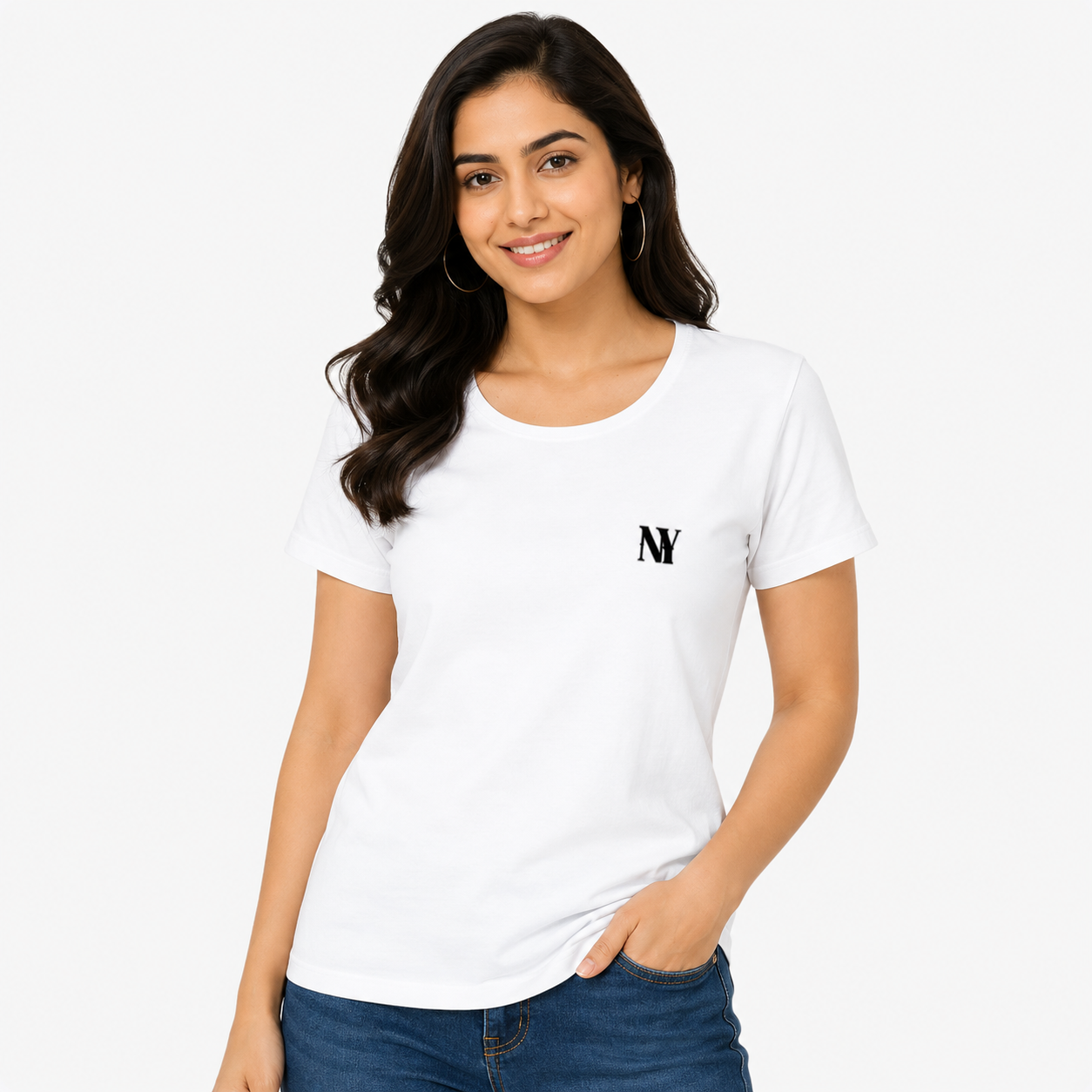 NAYAAH Premium Women's Classic 100% Cotton 180 GSM Regular Fit T-Shirt – Soft Breathable Everyday Essential Wear - White