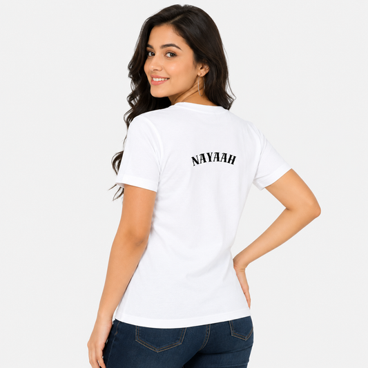 NAYAAH Premium Women's Classic 100% Cotton 180 GSM Regular Fit T-Shirt – Soft Breathable Everyday Essential Wear - White