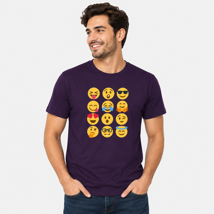 NAYAAH Premium (Purple) Poly-Cotton 180 GSM Unisex T-Shirt – Soft Minimal Everyday Graphic Wear - Smily Emoji