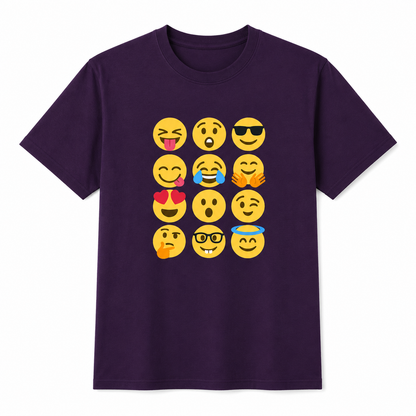 NAYAAH Premium (Purple) Poly-Cotton 180 GSM Unisex T-Shirt – Soft Minimal Everyday Graphic Wear - Smily Emoji