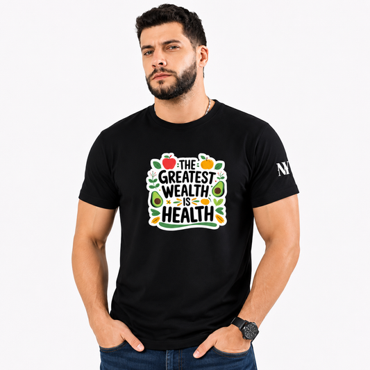NAYAAH Premium (Black) Poly-Cotton 180 GSM Unisex T-Shirt – Soft Minimal Everyday Graphic Wear - Health Is Wealth