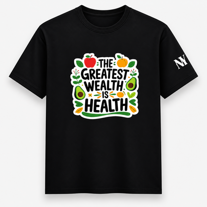NAYAAH Premium (Black) Poly-Cotton 180 GSM Unisex T-Shirt – Soft Minimal Everyday Graphic Wear - Health Is Wealth