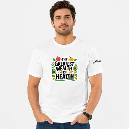 NAYAAH Premium (White) Poly-Cotton 180 GSM Unisex T-Shirt – Soft Minimal Everyday Graphic Wear - Health Is Wealth