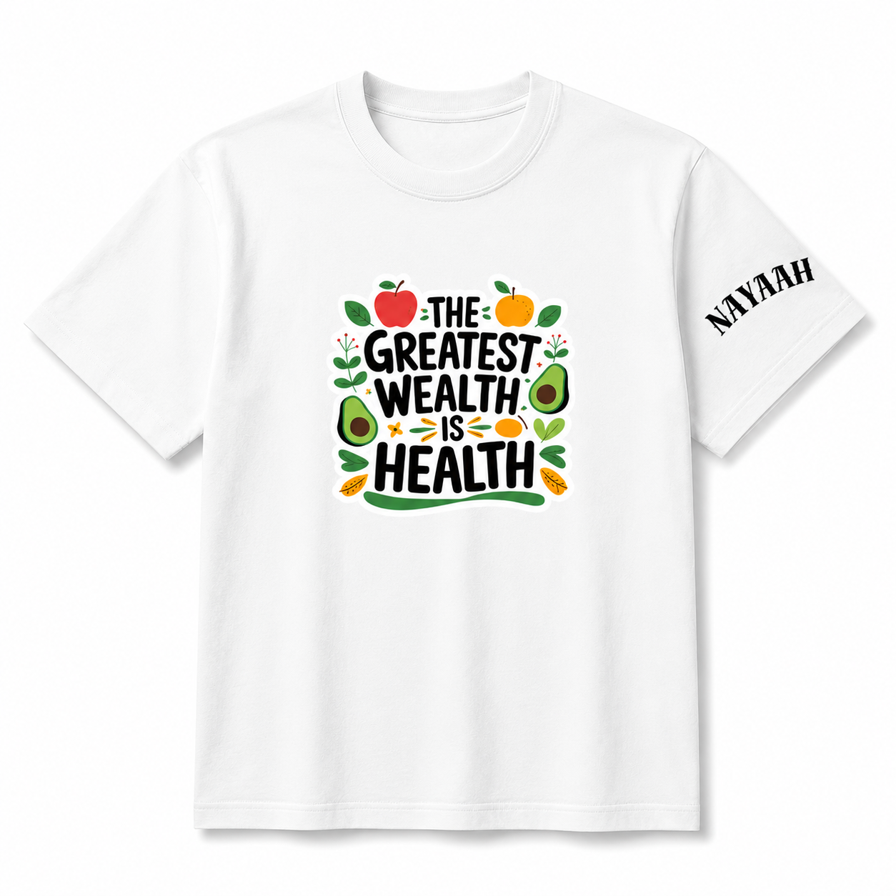 NAYAAH Premium (White) Poly-Cotton 180 GSM Unisex T-Shirt – Soft Minimal Everyday Graphic Wear - Health Is Wealth