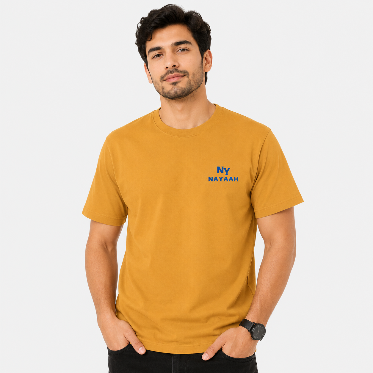 NAYAAH Golden Yellow Premium 100% Cotton 180 GSM Unisex Regular Fit T-Shirt – Soft, Breathable and Lightweight Everyday Wear