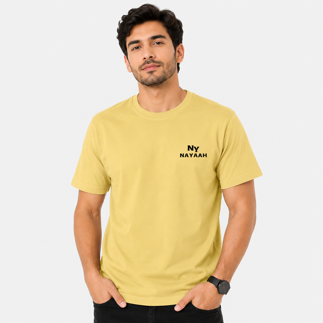 NAYAAH (Yellow) Premium 100% Cotton 180 GSM Unisex Regular Fit T-Shirt – Soft, Breathable and Lightweight Everyday Wear