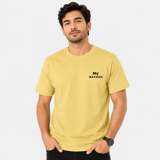 NAYAAH (Yellow) Premium 100% Cotton 180 GSM Unisex Regular Fit T-Shirt – Soft, Breathable and Lightweight Everyday Wear