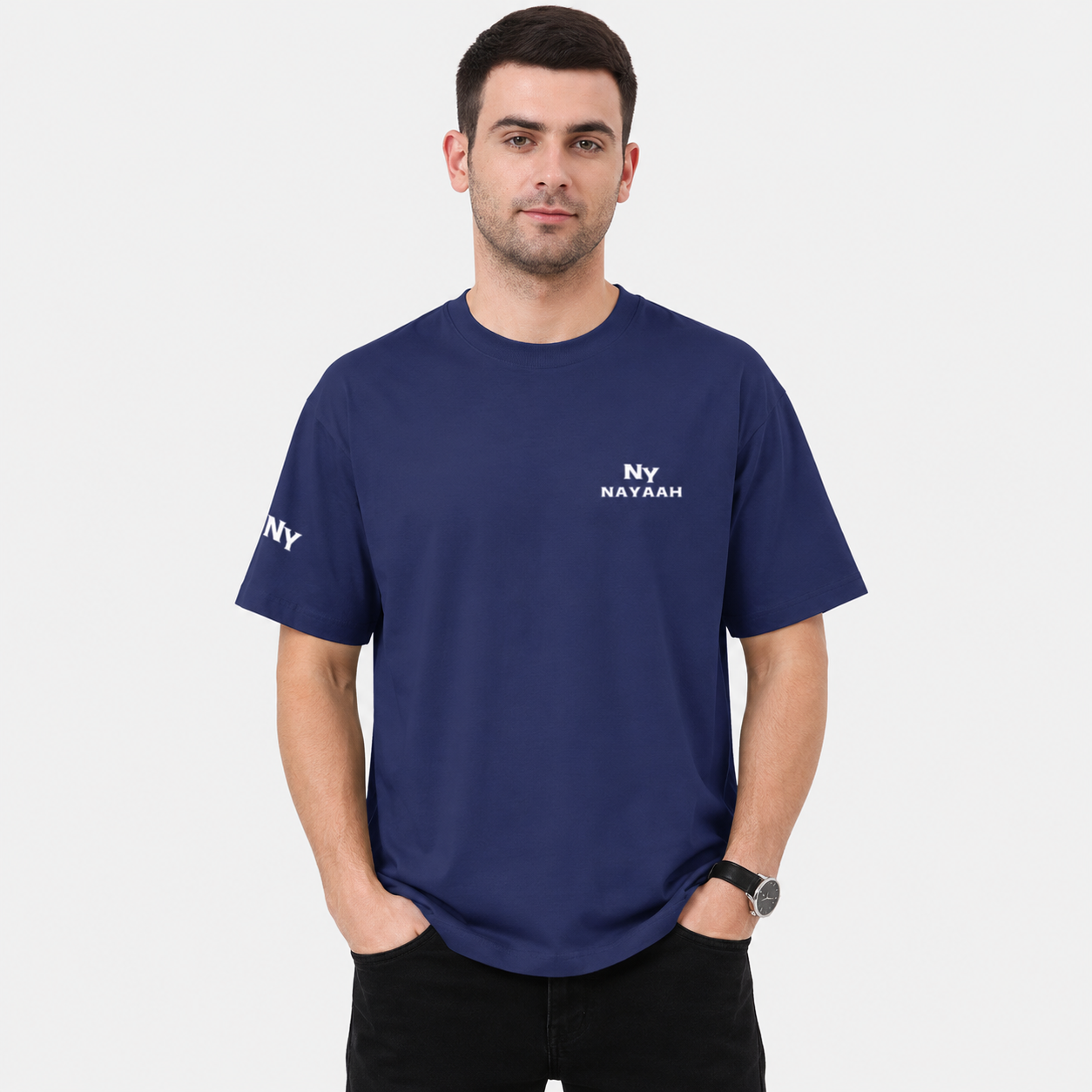 NAYAAH Premium (Royal Blue) 100% Cotton 240 GSM Unisex Oversized T-Shirt – Heavyweight Breathable Everyday Wear