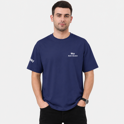 NAYAAH Premium (Royal Blue) 100% Cotton 240 GSM Unisex Oversized T-Shirt – Heavyweight Breathable Everyday Wear