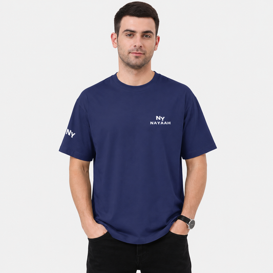 NAYAAH Premium (Royal Blue) 100% Cotton 240 GSM Unisex Oversized T-Shirt – Heavyweight Breathable Everyday Wear