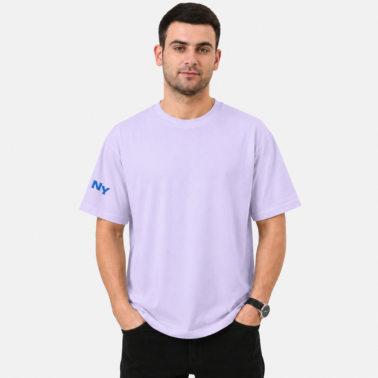 NAYAAH Premium (Lavender) 100% Cotton 240 GSM Unisex Oversized T-Shirt – Heavyweight Breathable Everyday Wear