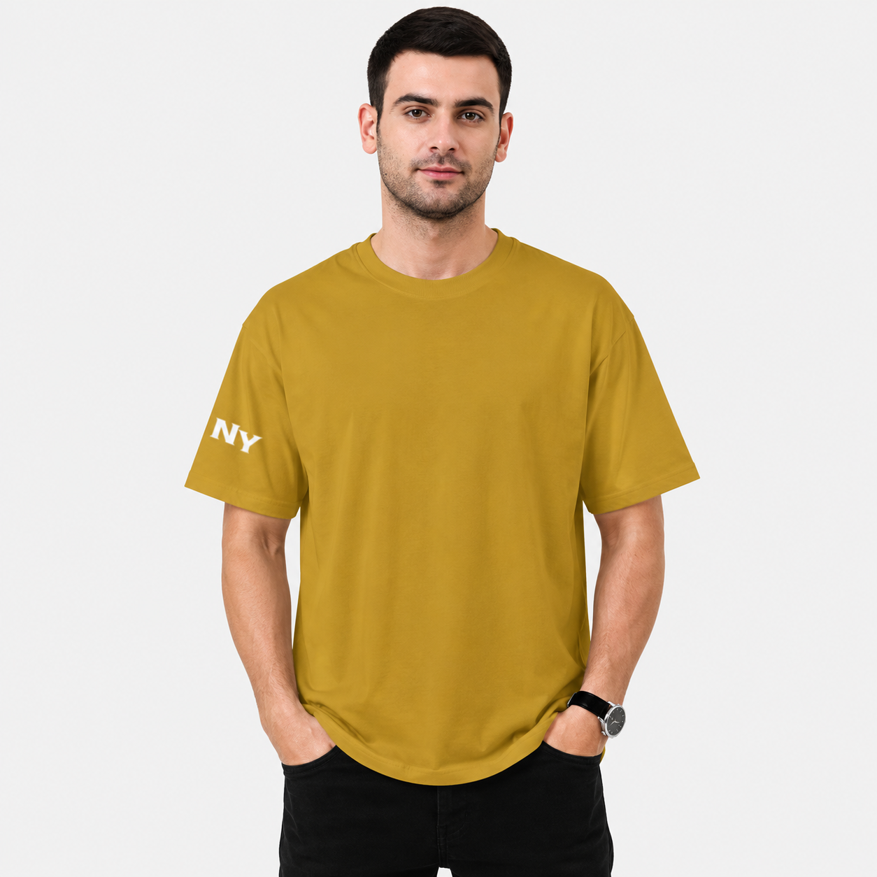 NAYAAH Premium (Mustard Yellow) 100% Cotton 240 GSM Unisex Oversized T-Shirt – Heavyweight Breathable Everyday Wear