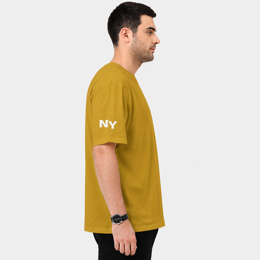 NAYAAH Premium (Mustard Yellow) 100% Cotton 240 GSM Unisex Oversized T-Shirt – Heavyweight Breathable Everyday Wear